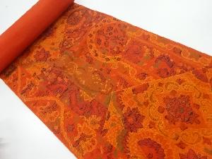 アンティーク　切り嵌め風花更紗模様織出し名古屋帯地反物